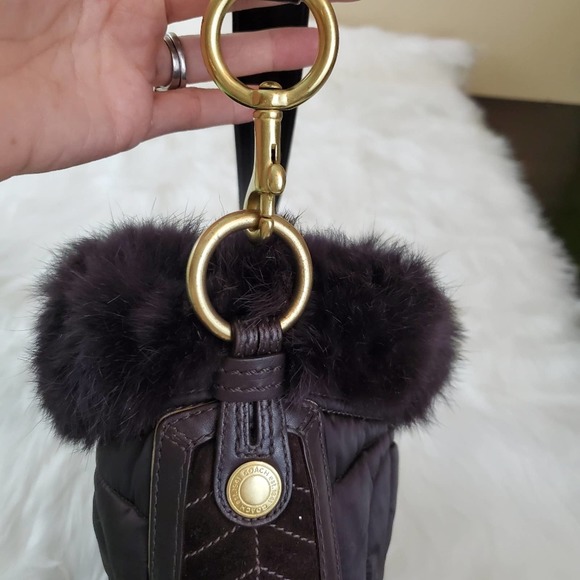 Coach Limited Edition Brown Rabbit Fur Signature Hobo - Picture 10 of 10